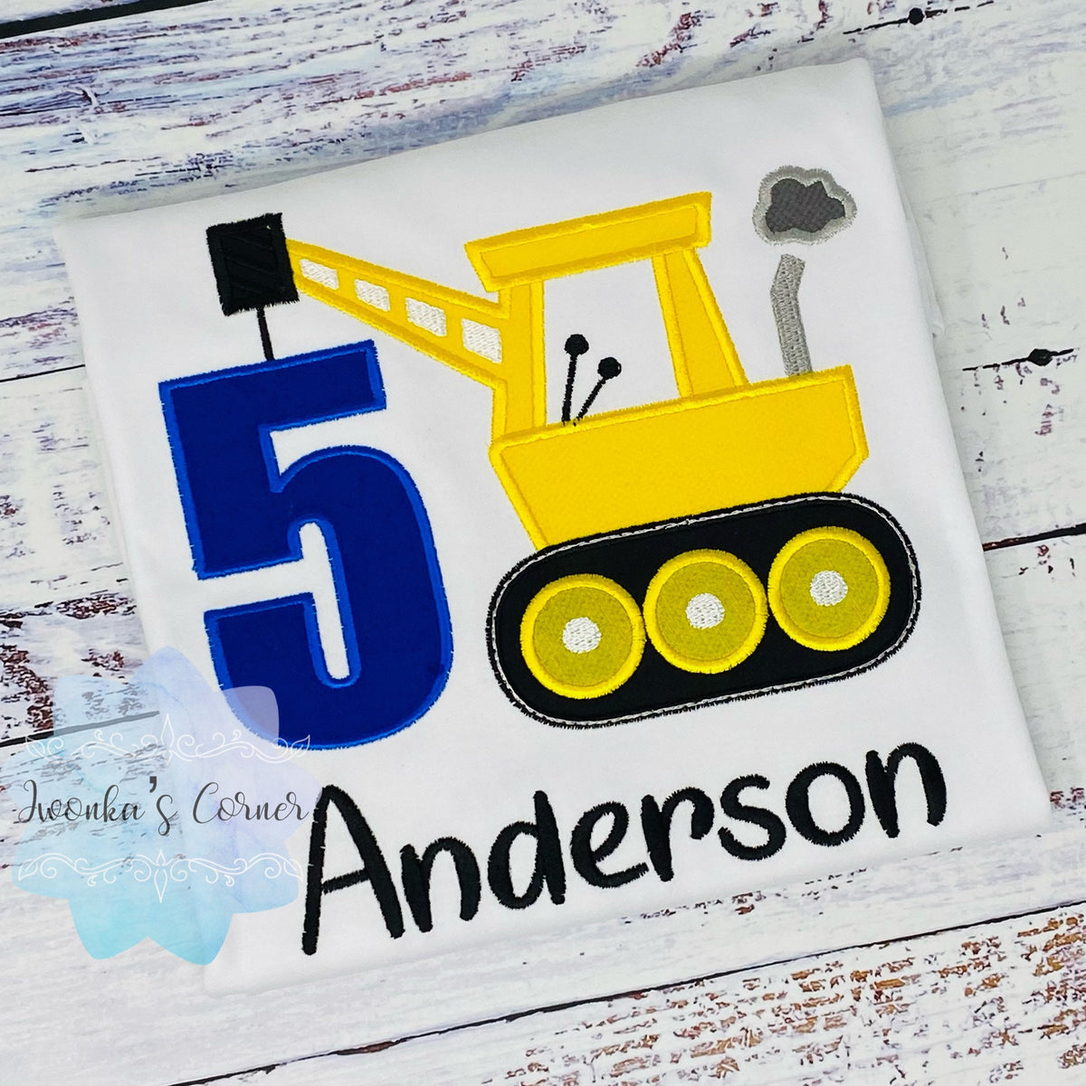 5th Birthday Construction crane shirt, Shirt for boys 1st 2nd 3rd 4th 5th birthday, Personalized  Embroidery shirt, Construction theme Party