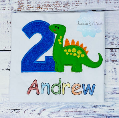Boy Shirt With Dinosaur - Boys 2nd Birthday Green Dinosaur Shirt - Shirt - Dino T-Shirt