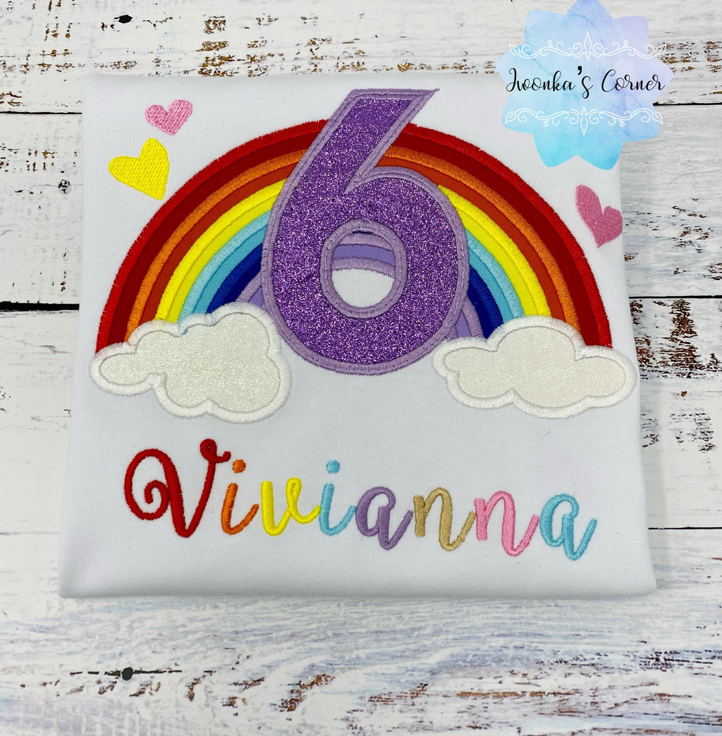 Rainbow birthday shirt for a girl, Rainbow birthday outfit,  Over the rainbow party, 6th birthday party rainbow theme, 4th, 5th, 7th, 8th