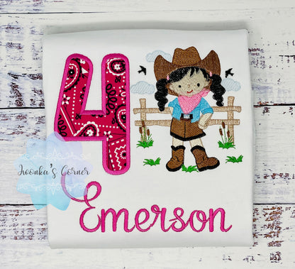 4th birthday cowgirl shirt for a girl, Cowgirl farm birthday, Any Age, Farm girl shirt,