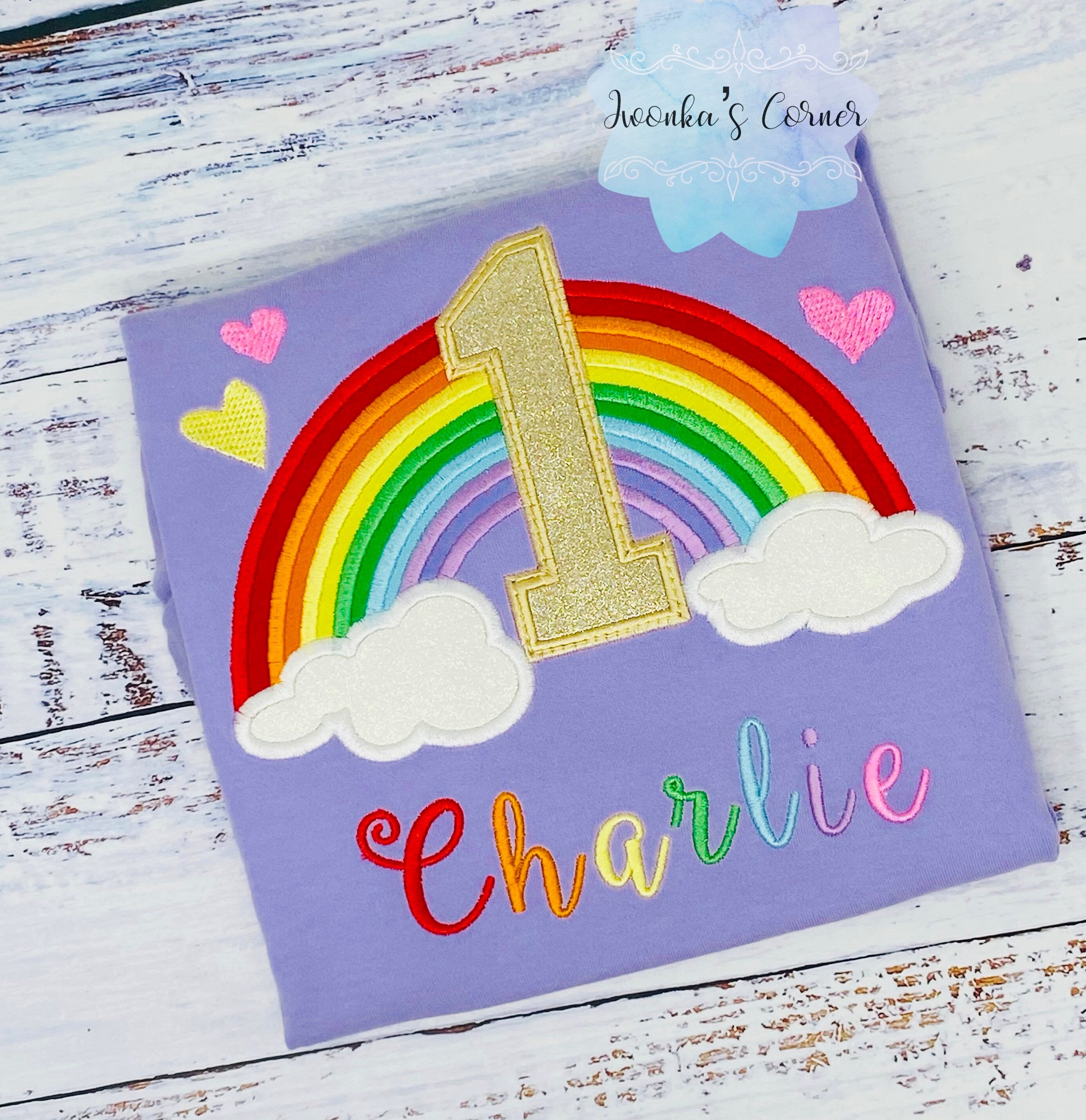 Girl rainbow 1st birthday rainbow shirt, Rainbow themed birthday outfit, 2nd, 3rd birthday rainbow shirt, Rainbow Embroidery shirt,