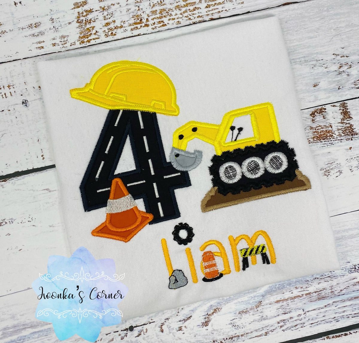 Boys 2nd Birthday Construction Shirt - Shirt With Construction Backhoe, Construction Party,