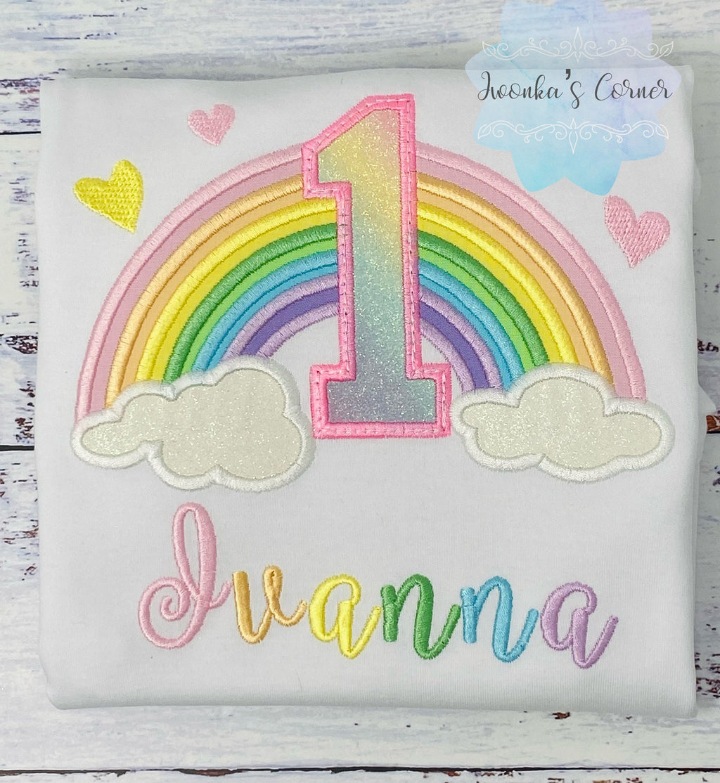 1st Rainbow birthday shirt for a girl, Pastel Rainbow outfit, Over the rainbow party, 5th birthday party rainbow theme, Pastel Color Rainbow