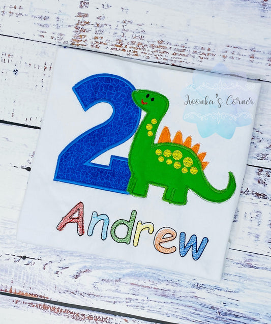 Boy Shirt With Dinosaur - Boys 2nd Birthday Green Dinosaur Shirt - Shirt - Dino T-Shirt