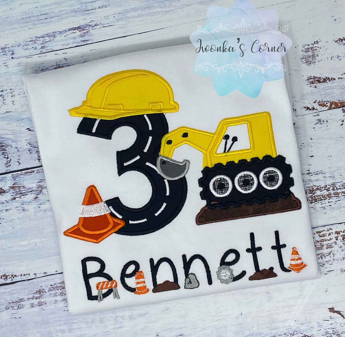 Boy 4th Embroidered Construction Excavator Birthday Shirt, Construction Themed Birthday Party, All ages, Dirt Digger Embroidery