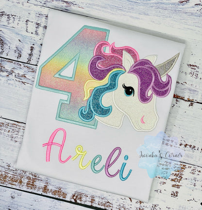 Girl Birthday shirt,Unicorn Birthday Outfit, 1st Birthday Pastel Unicorn Shirt, Unicorn birthday, Rainbow Unicorn outfit, Unicorn embroidery