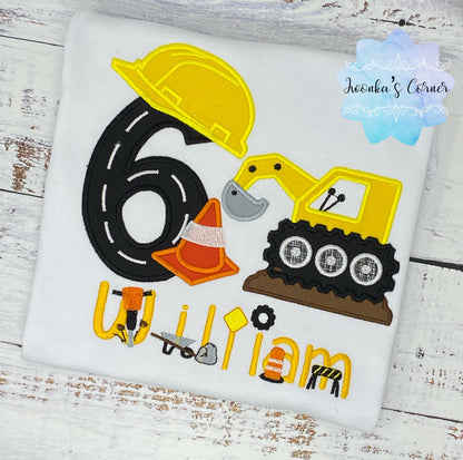 Boys 2nd Birthday Construction Shirt - Shirt With Construction Backhoe, Construction Party,