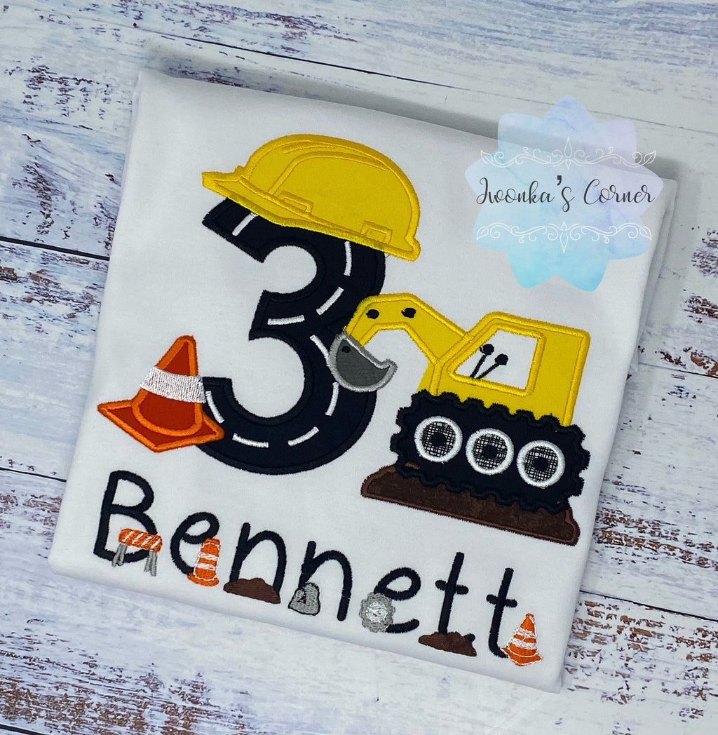 Boys construction themed birthday shirt