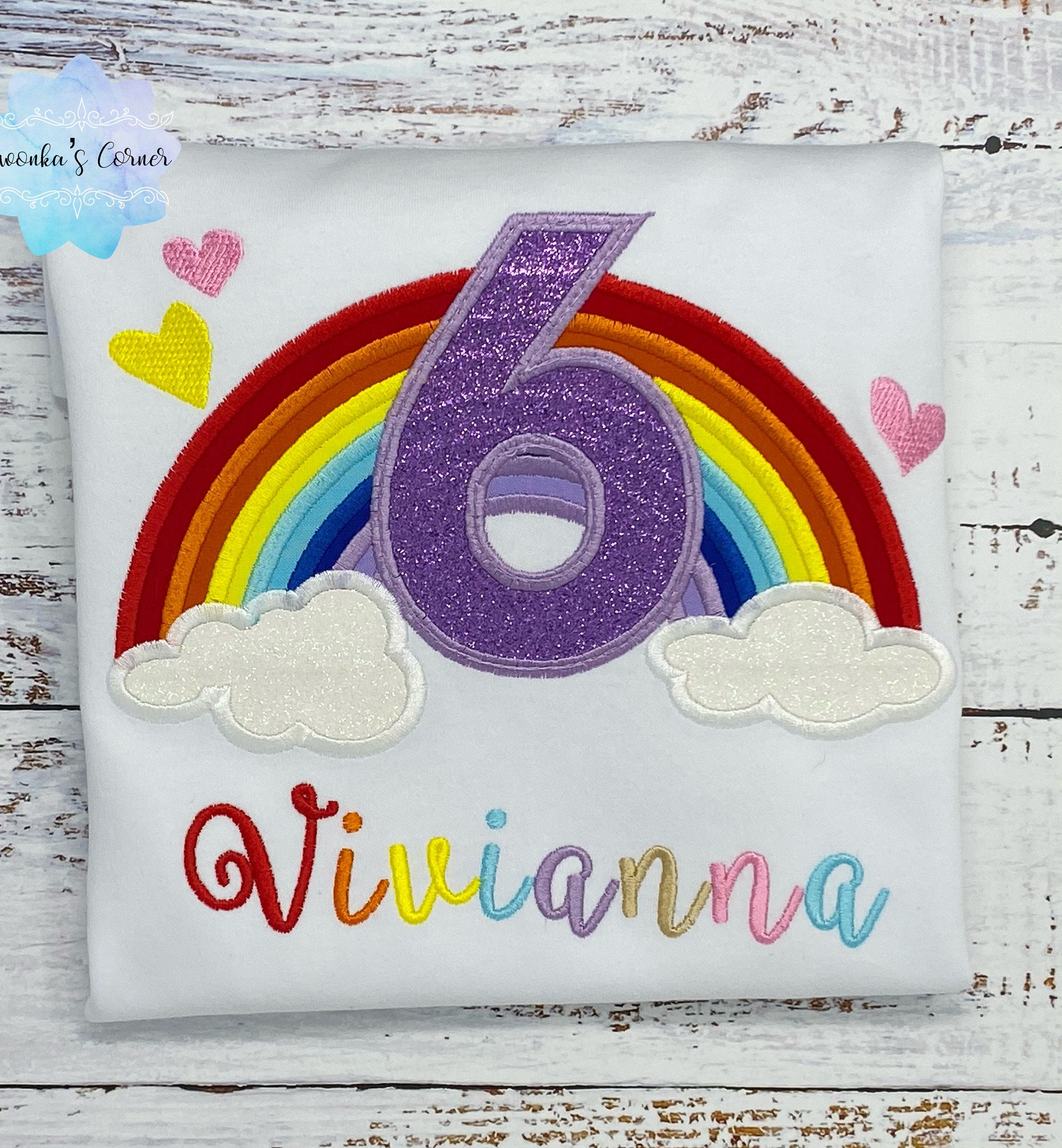 Rainbow birthday shirt for a girl, Rainbow birthday outfit,  Over the rainbow party, 6th birthday party rainbow theme, 4th, 5th, 7th, 8th
