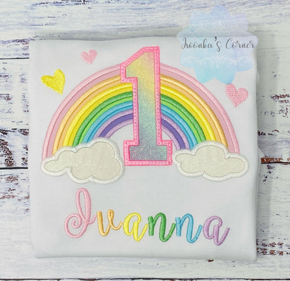 5th Rainbow birthday shirt for a girl, Pastel Rainbow, Over the rainbow party, Any Age, birthday party rainbow theme, Pastel Color Rainbow