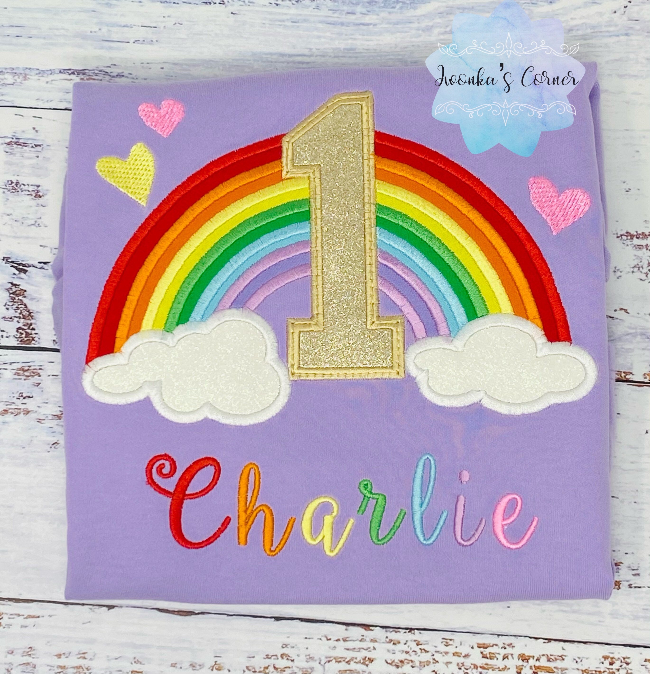 Girl rainbow 1st birthday rainbow shirt, Rainbow themed birthday outfit, 2nd, 3rd birthday rainbow shirt, Rainbow Embroidery shirt,