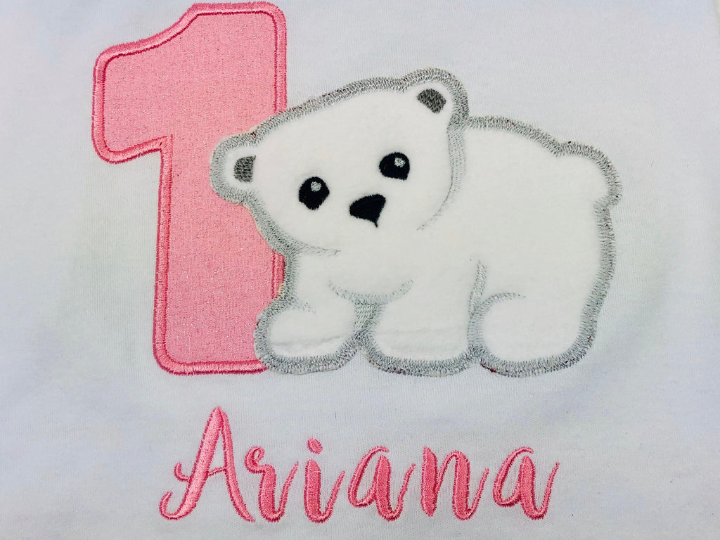 Polar bear embroidered shirt for boy or girl, Polar bear birthday shirt, Bear outfit