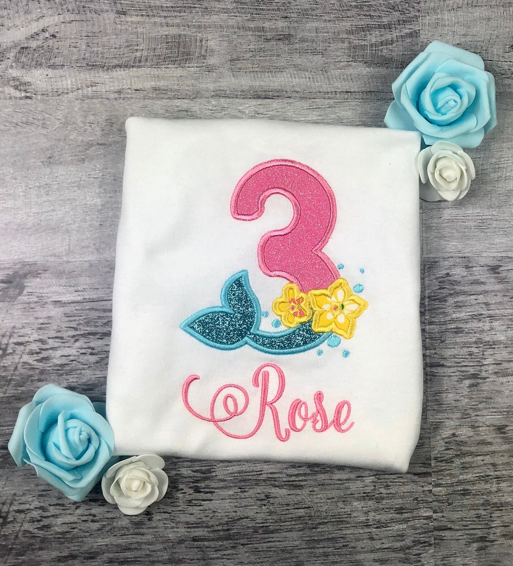 Girls shirt with mermaid tail, Birthday outfit with number, Mermaid party, Mermaid 1st Birthday