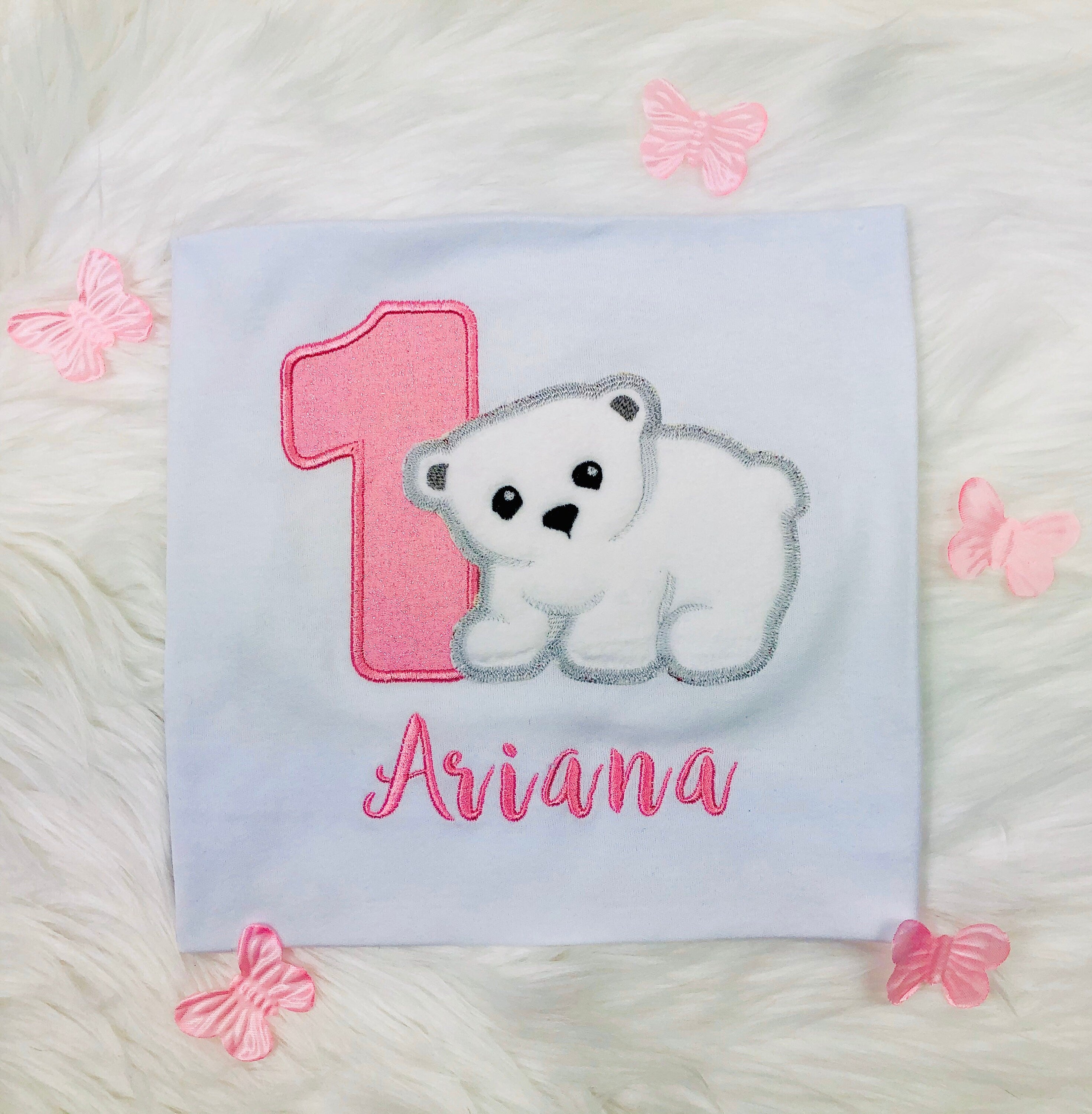 Polar bear embroidered shirt for boy or girl, Polar bear birthday shirt, Bear outfit