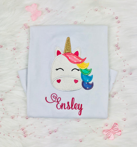 Colorful sparkly unicorn shirt, Unicorn outfit for a girl, Unicorn 2nd, 3rd birthday