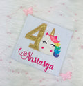 Birthday shirt with rainbow unicorn and gold number, Unicorn party, Unicorn outfit for a girl 2nd, 3rd, 4th birthday