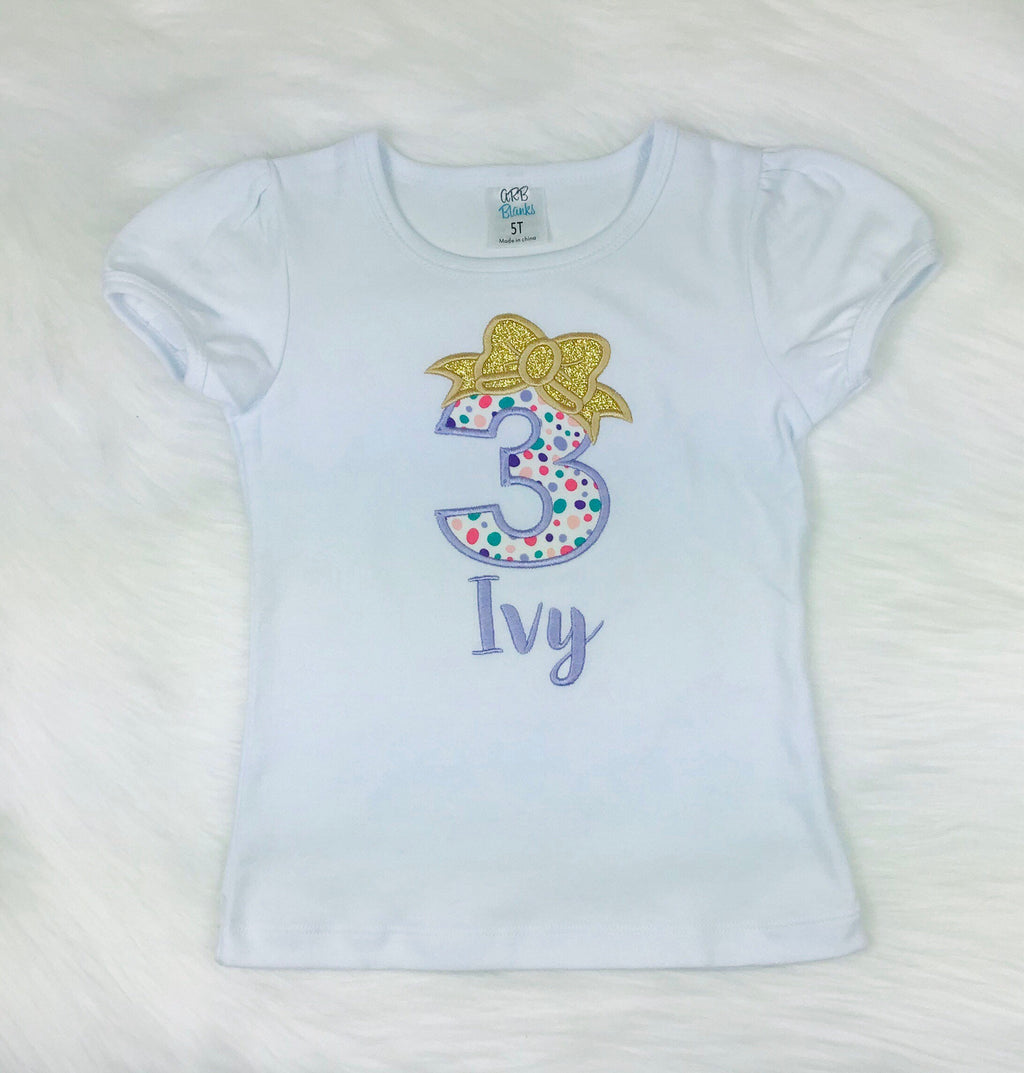 Girls birthday colorful Polk dot shirt, Birthday outfit 1st, 2nd, 3rd, 4th birthday