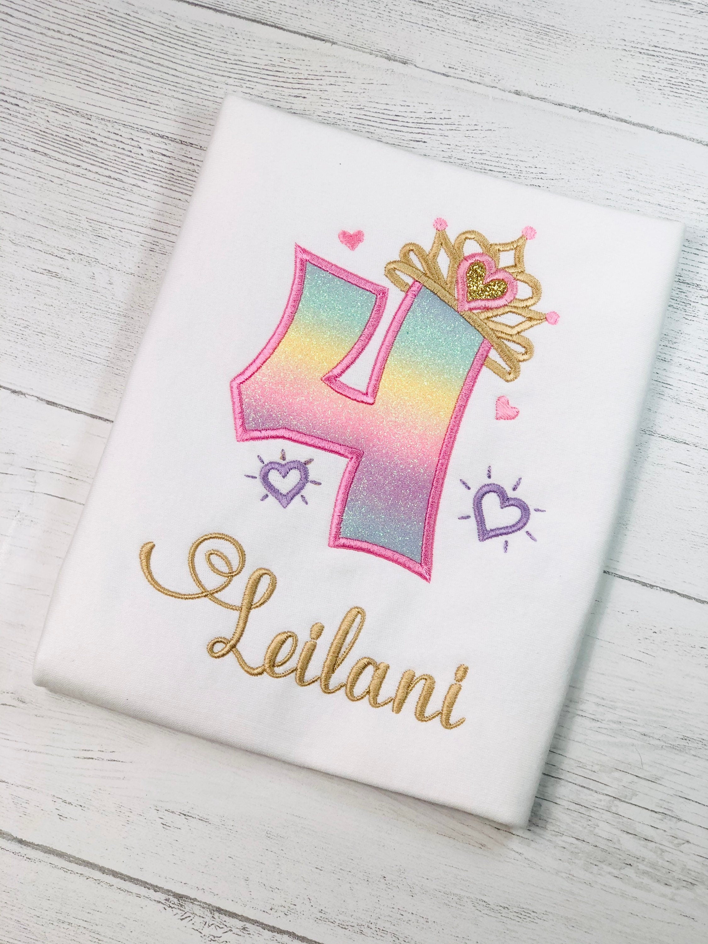 4th, 5th Birthday Girl Outfit, Princess Birthday Shirt, Number with Crown Birthday Shirt, Girl Birthday Shirt, Princess Birthday Party