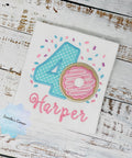 Girl 4th Donut Birthday Shirt With Name, 4th 5th, 6tBirthday Donut Shirt, Birthday Shirt with Donut, Donut Party, Number four Birthday Shirt