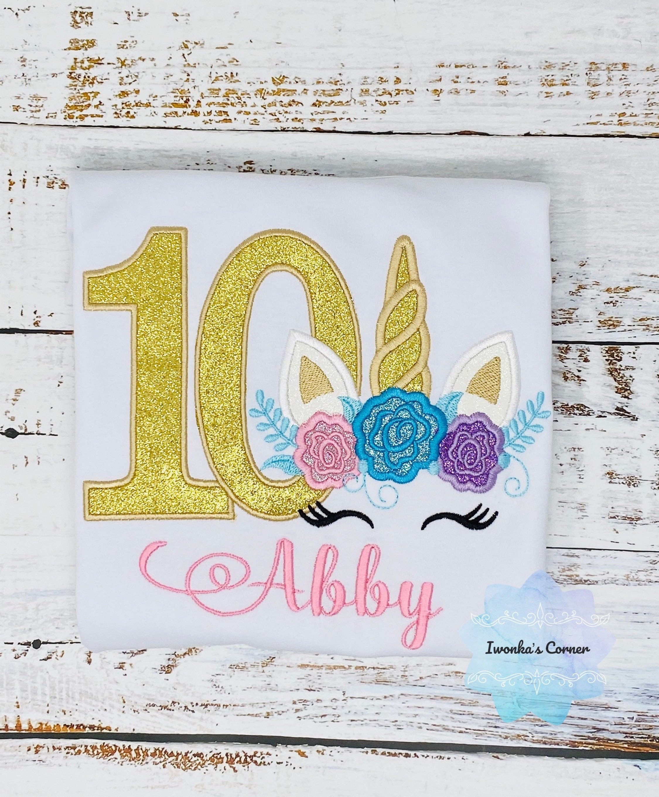 Girls Unicorn birthday shirt, T-shirt for 10th birthday, Unicorn party