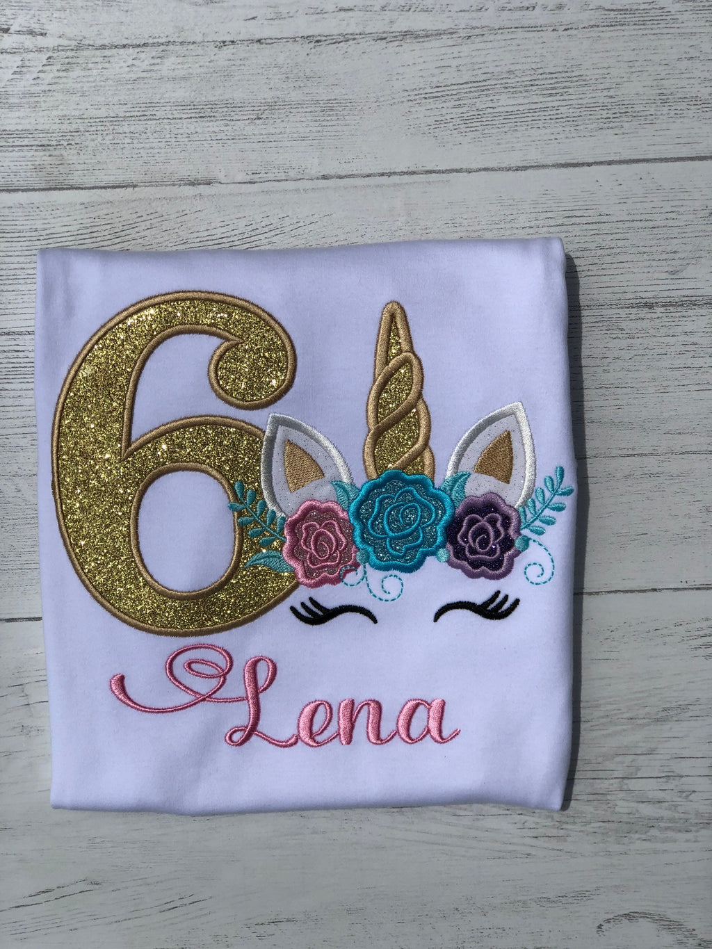 Sparkly unicorn embroidery birthday t-shirt, Unicorn party, Unicorn birthday, Unicorn tee for girl