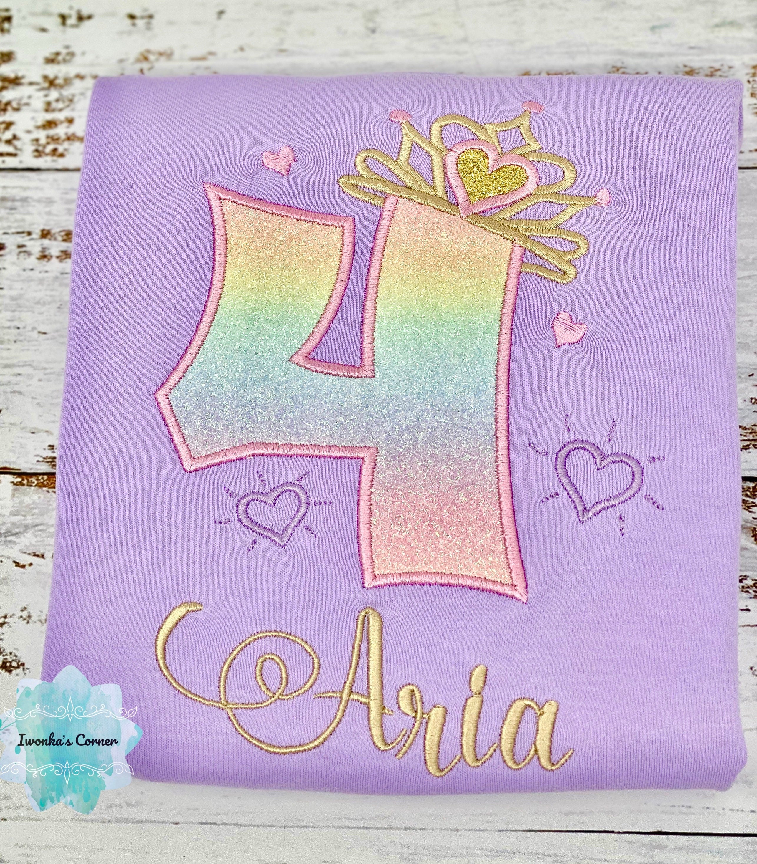 4th birthday shirt for girl, Princess birthday shirt, Number with crown birthday shirt, Girls 4th birthday shirt, Princess birthday party