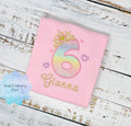 6th Birthday Shirt for Girl, Princess Birthday Shirt, Number with Crown Birthday Shirt, Girls 6th Birthday Shirt, Princess Birthday Party