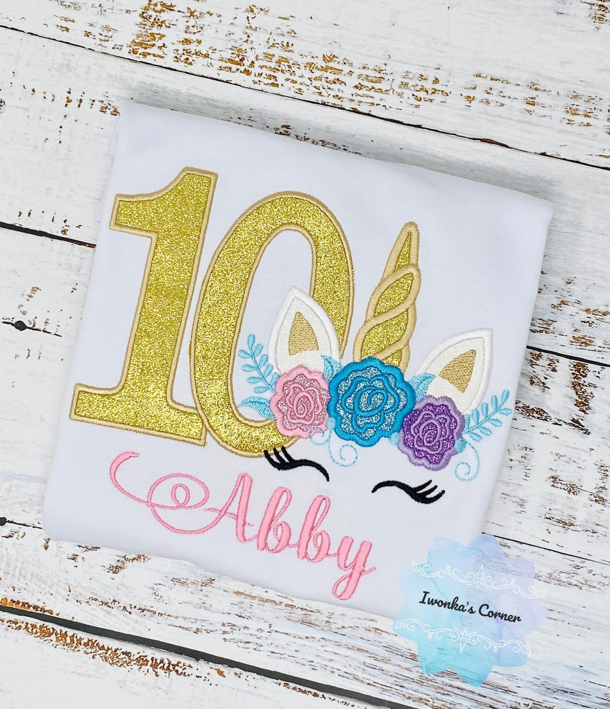 Girls Unicorn birthday shirt, T-shirt for 10th birthday, Unicorn party