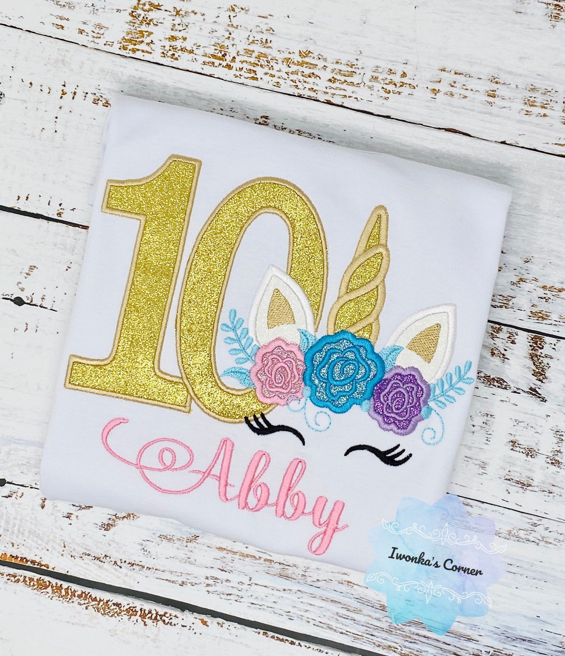 Girls Unicorn birthday shirt, T-shirt for 10th birthday, Unicorn party