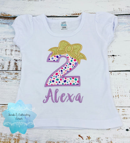 Girls birthday colorful Polk dot shirt, Birthday outfit 1st, 2nd, 3rd, 4th birthday