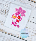 4th birthday shirt with bow, Floral birthday number with Pink bow