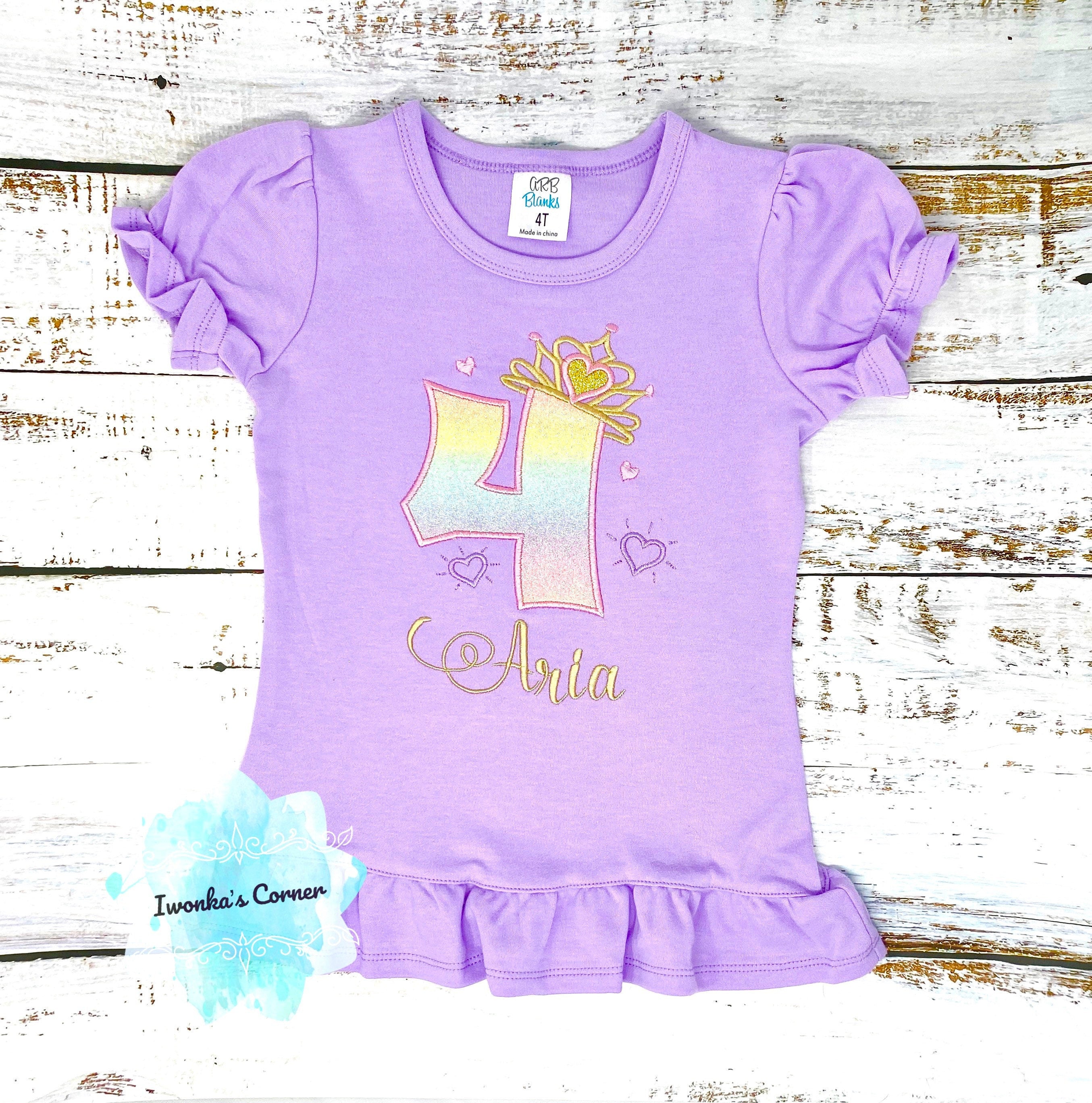 4th birthday shirt for girl, Princess birthday shirt, Number with crown birthday shirt, Girls 4th birthday shirt, Princess birthday party