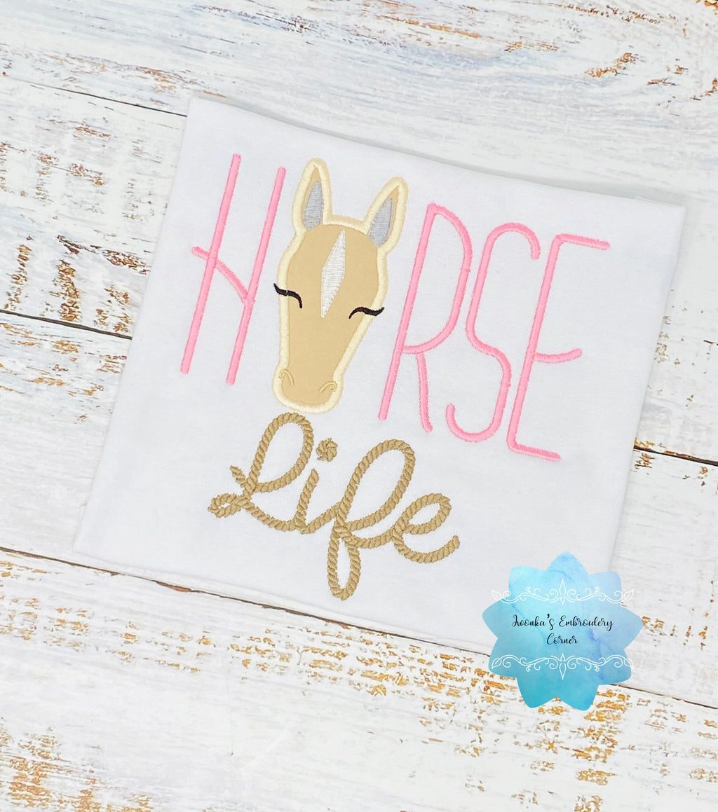 Girls shirt with “Horse life” embroidery