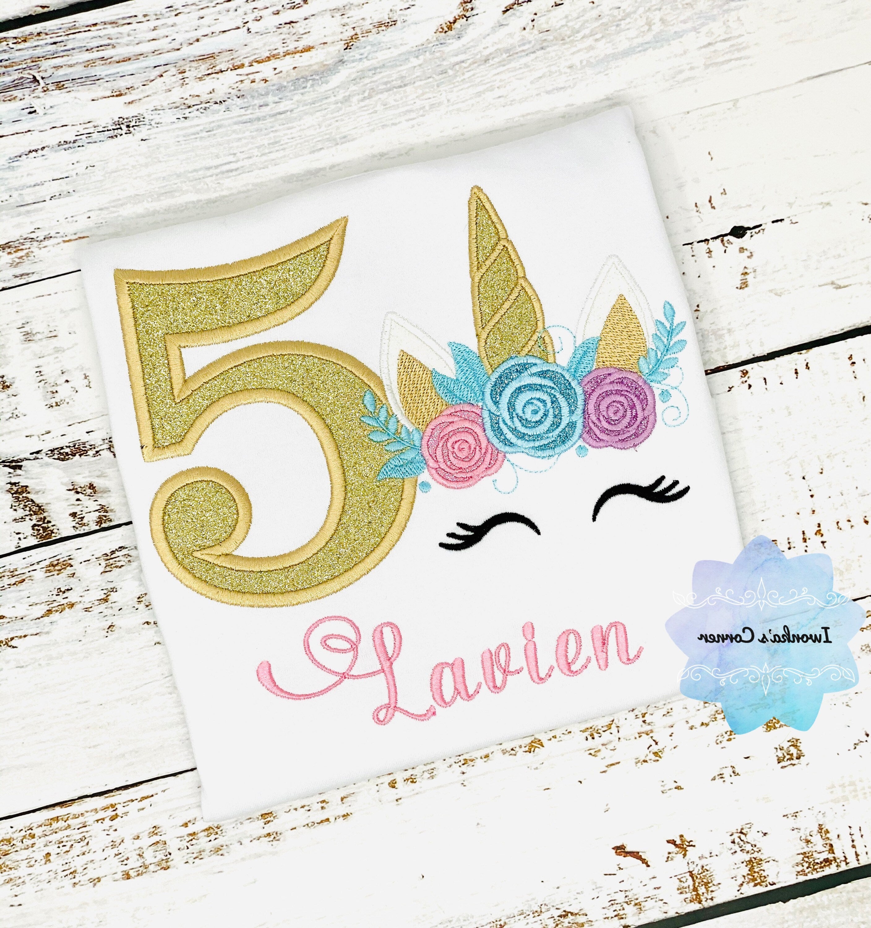 Unicorn birthday shirt, Unicorn shirt for girl, Flower unicorn shirt, Floral unicorn bday shirt, 5th birthday shirt for girl