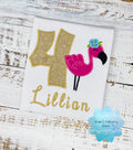 Girl pink Flamingo birthday shirt