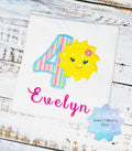 Birthday shirt with cute yellow sun, shirt with sunshine, 1st, 2nd all ages birthday