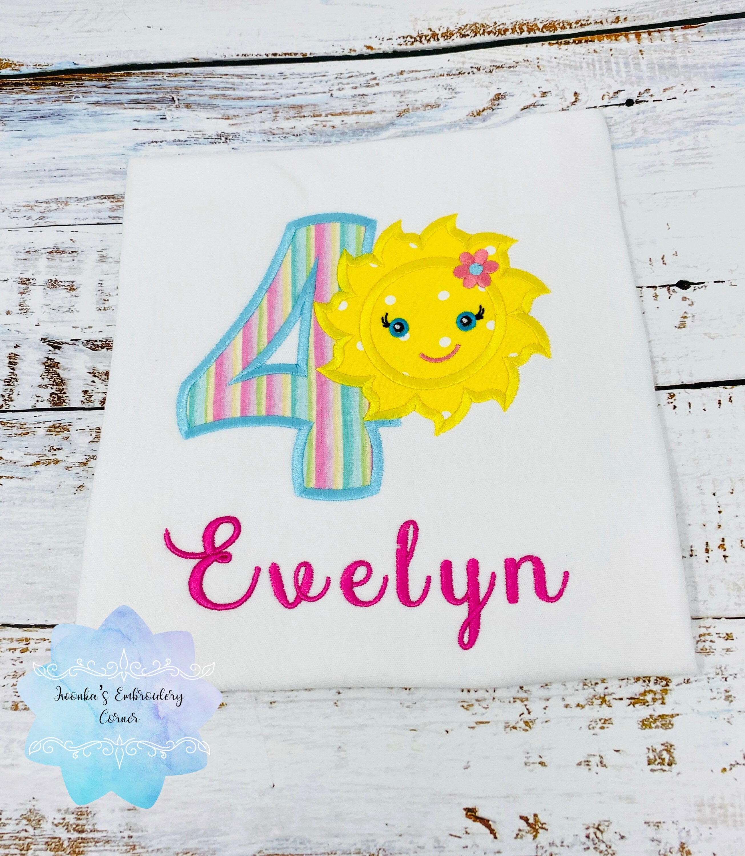 Birthday shirt with cute yellow sun, shirt with sunshine, 1st, 2nd all ages birthday