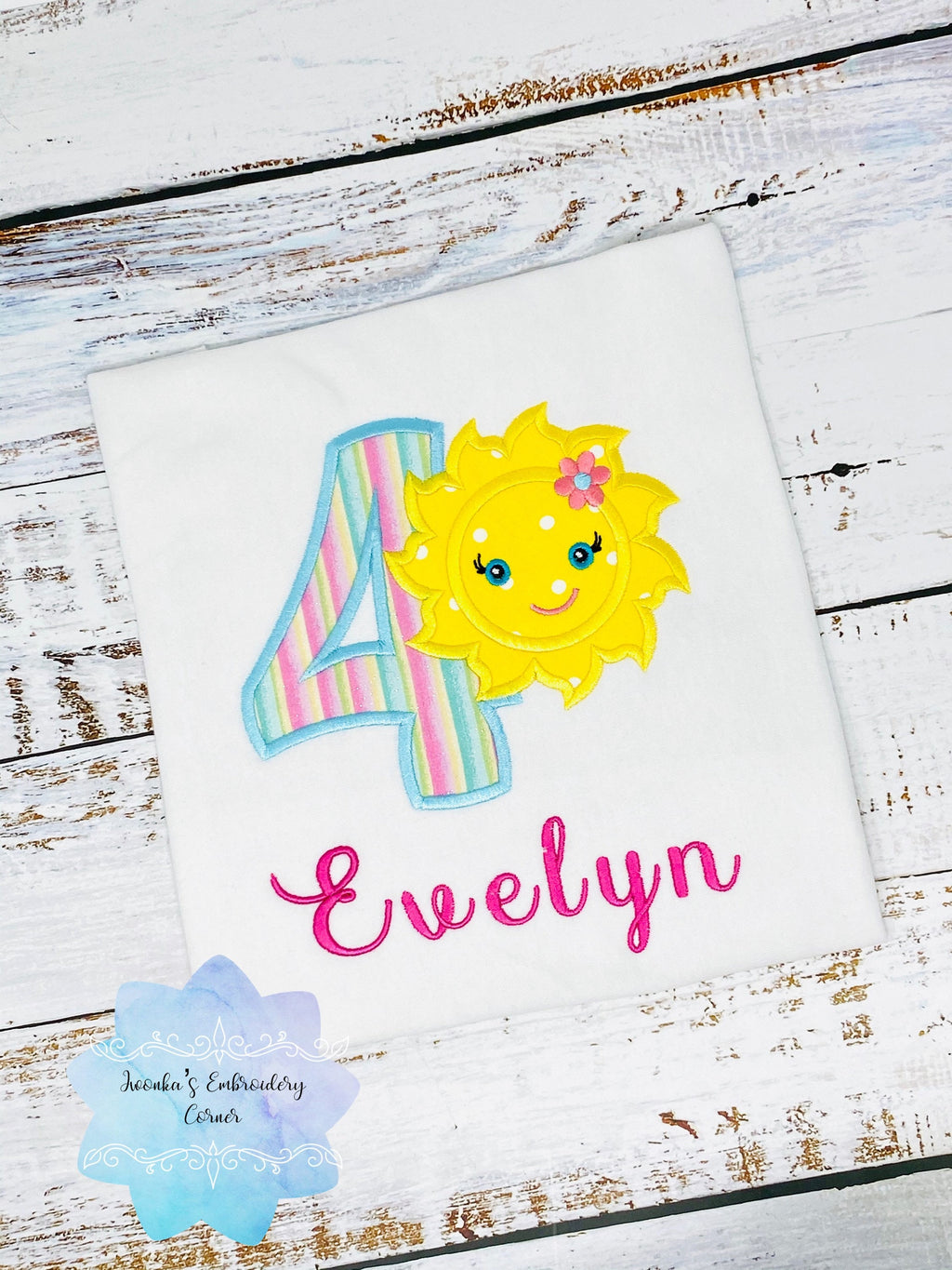Birthday shirt with cute yellow sun, shirt with sunshine, 1st, 2nd all ages birthday