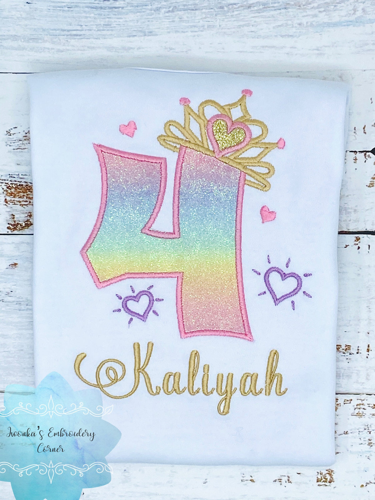 4th Birthday Shirt for Girl, Princess Birthday Shirt, Number with Crown Birthday Shirt, Girls 4th Birthday Shirt, Princess Birthday Party