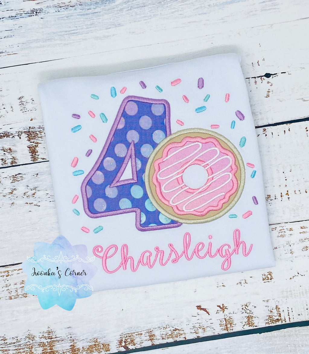 4th birthday girl birthday with donut, Sweet birthday party