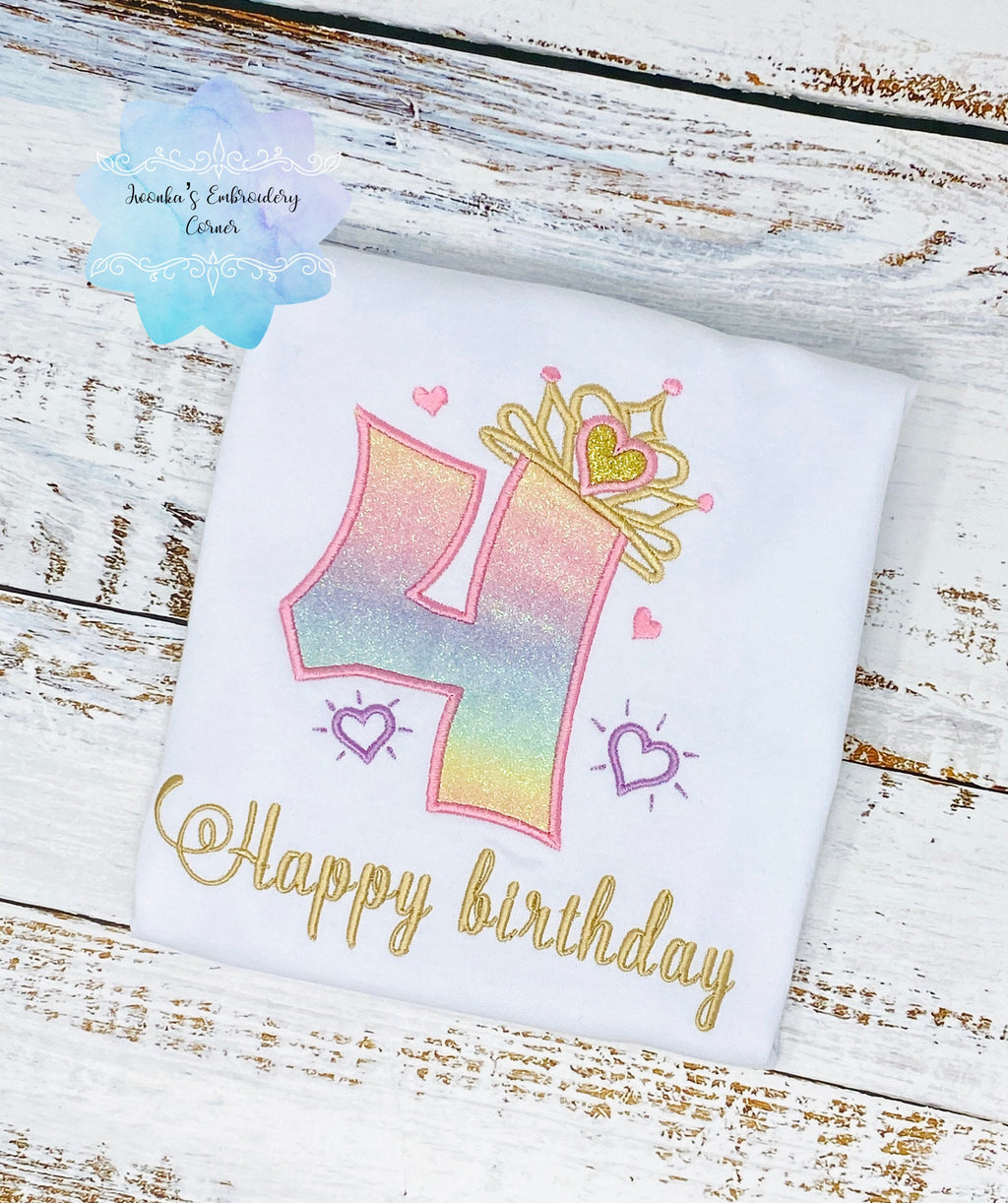 Girl birthday number shirt, Princess birthday outfit