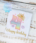 Girl birthday number shirt, Princess birthday outfit