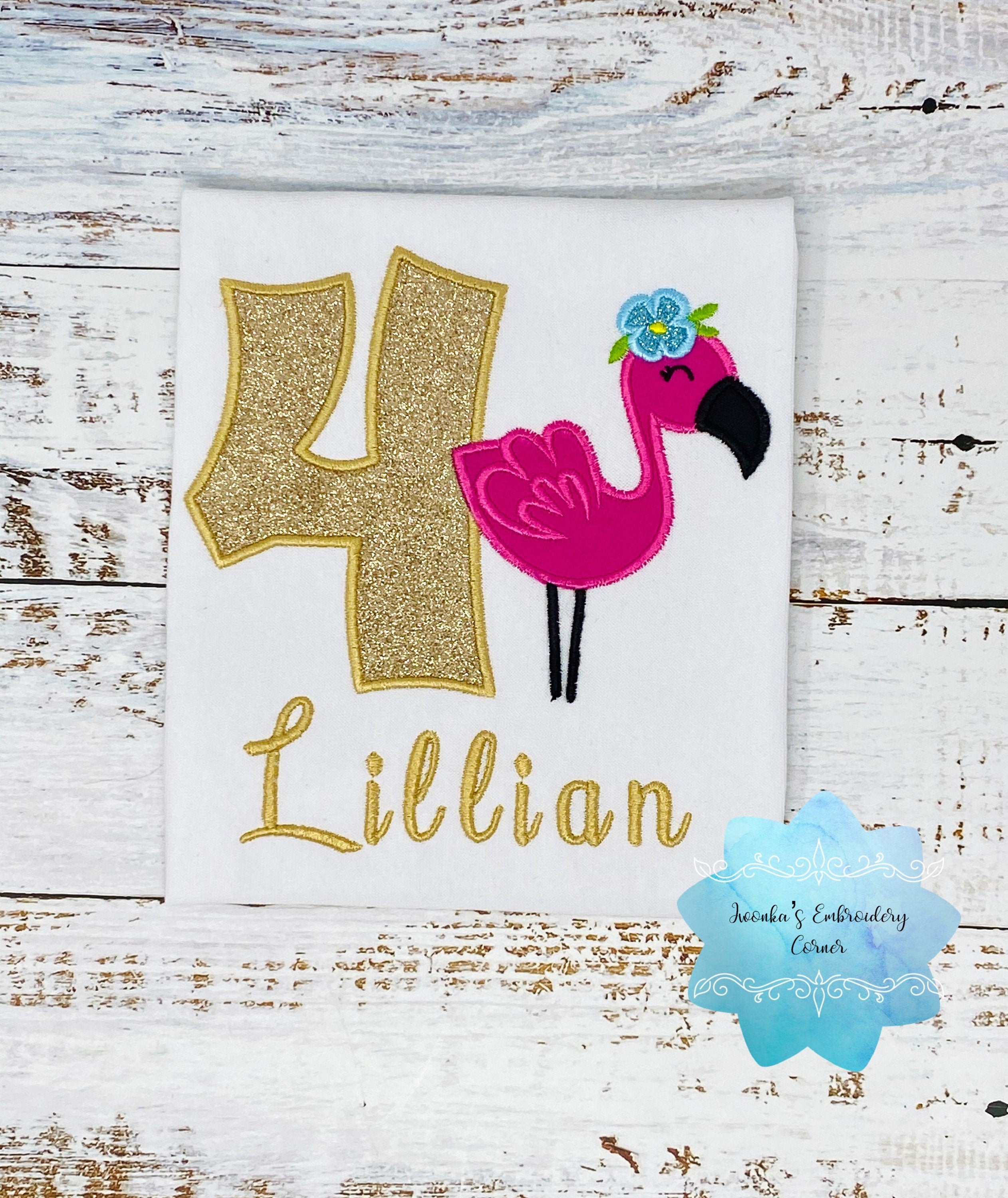 Girl pink Flamingo birthday shirt