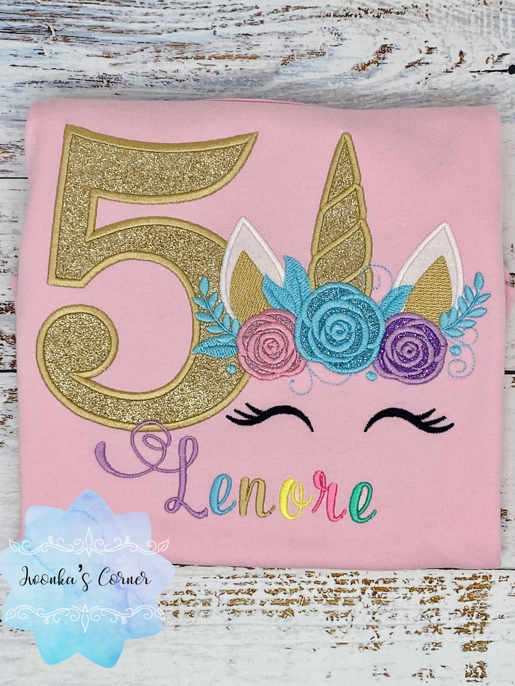 Girl unicorn birthday shirt, 5th birthday party outfit, Unicorn party