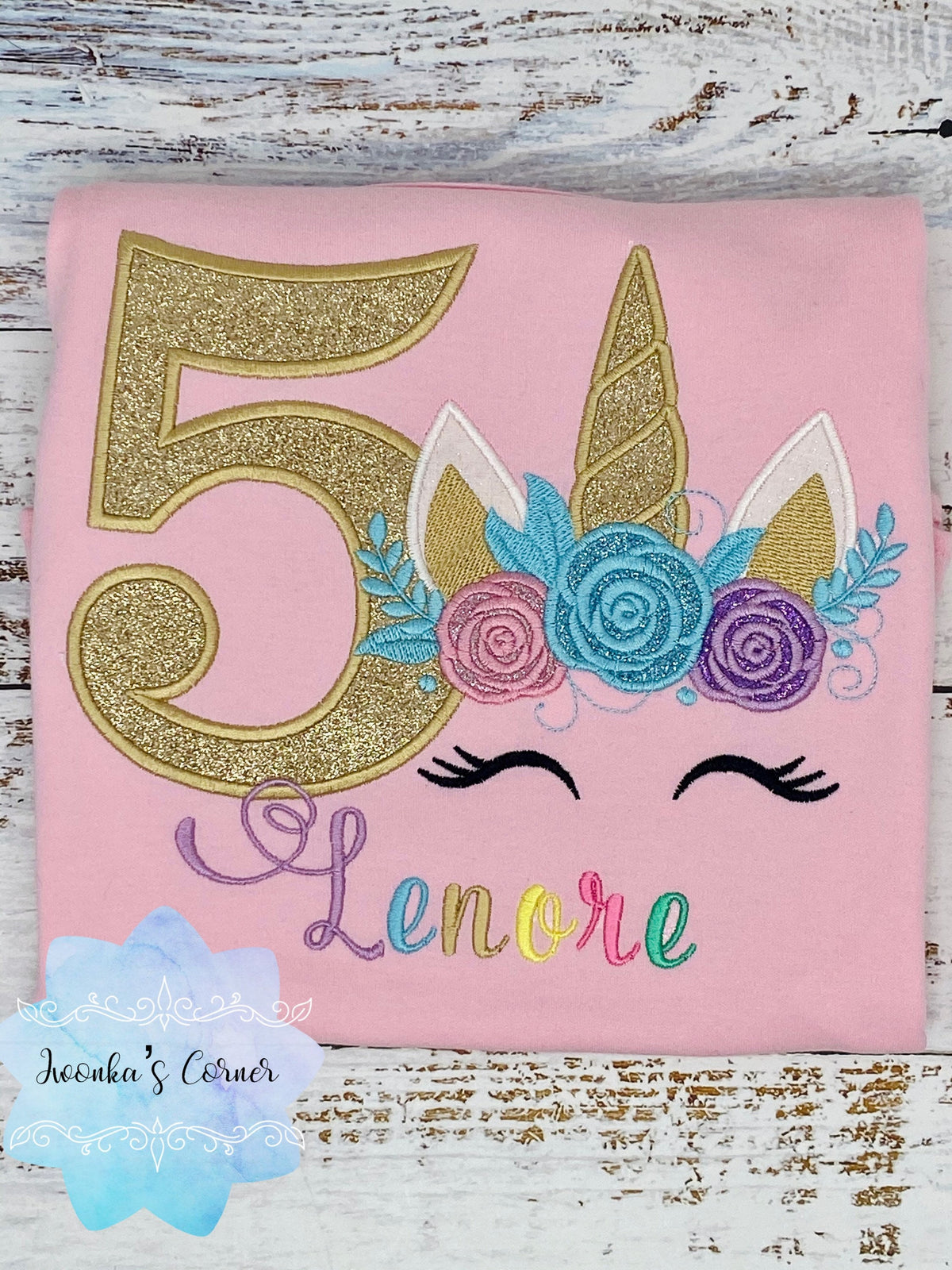 Girl unicorn birthday shirt, 5th birthday party outfit, Unicorn party