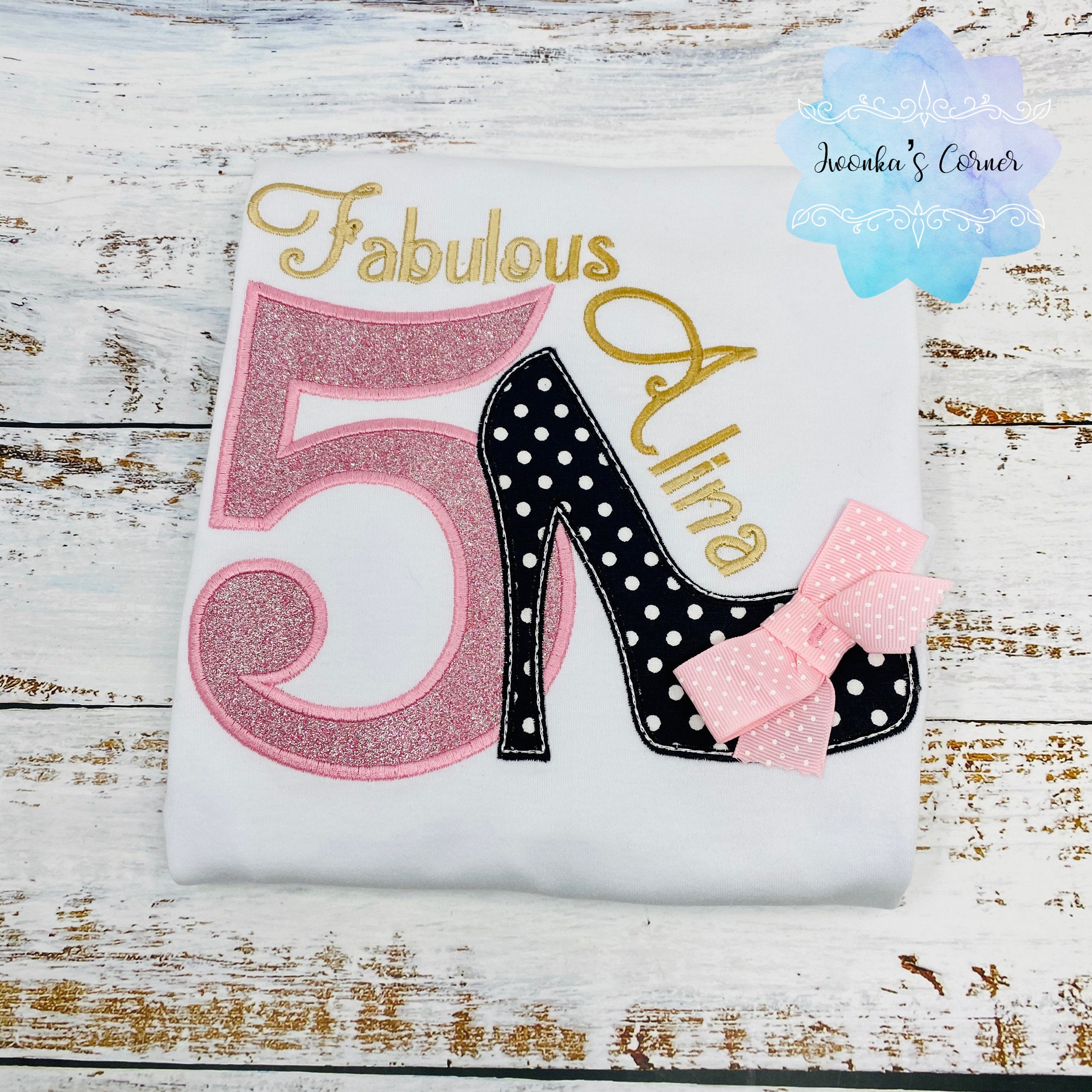 Girl high heel embroidery birthday shirt