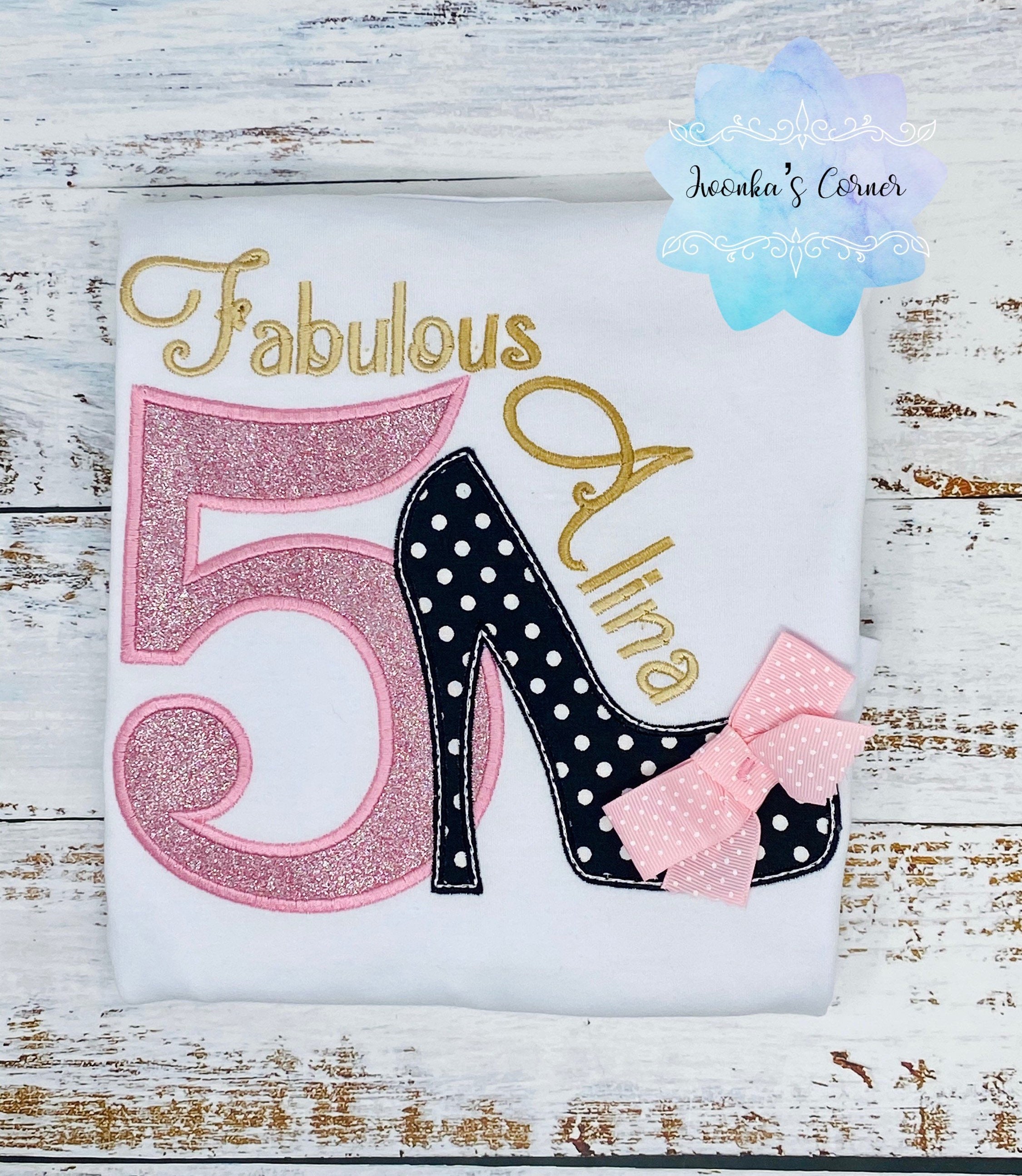 Girl high heel embroidery birthday shirt