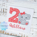 Girl birthday shirt with elephant, 2nd birthday girl grey elephant tee