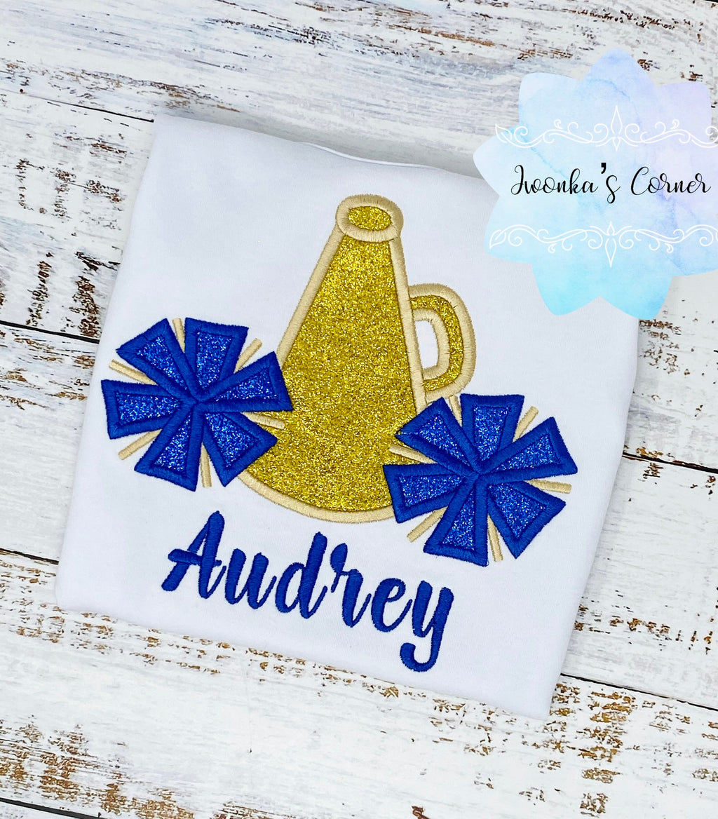 Girl Pom Poms Cheerleading Shirt, Pom Poms Megaphone Cheerleading Outfit, Team cheering outfit