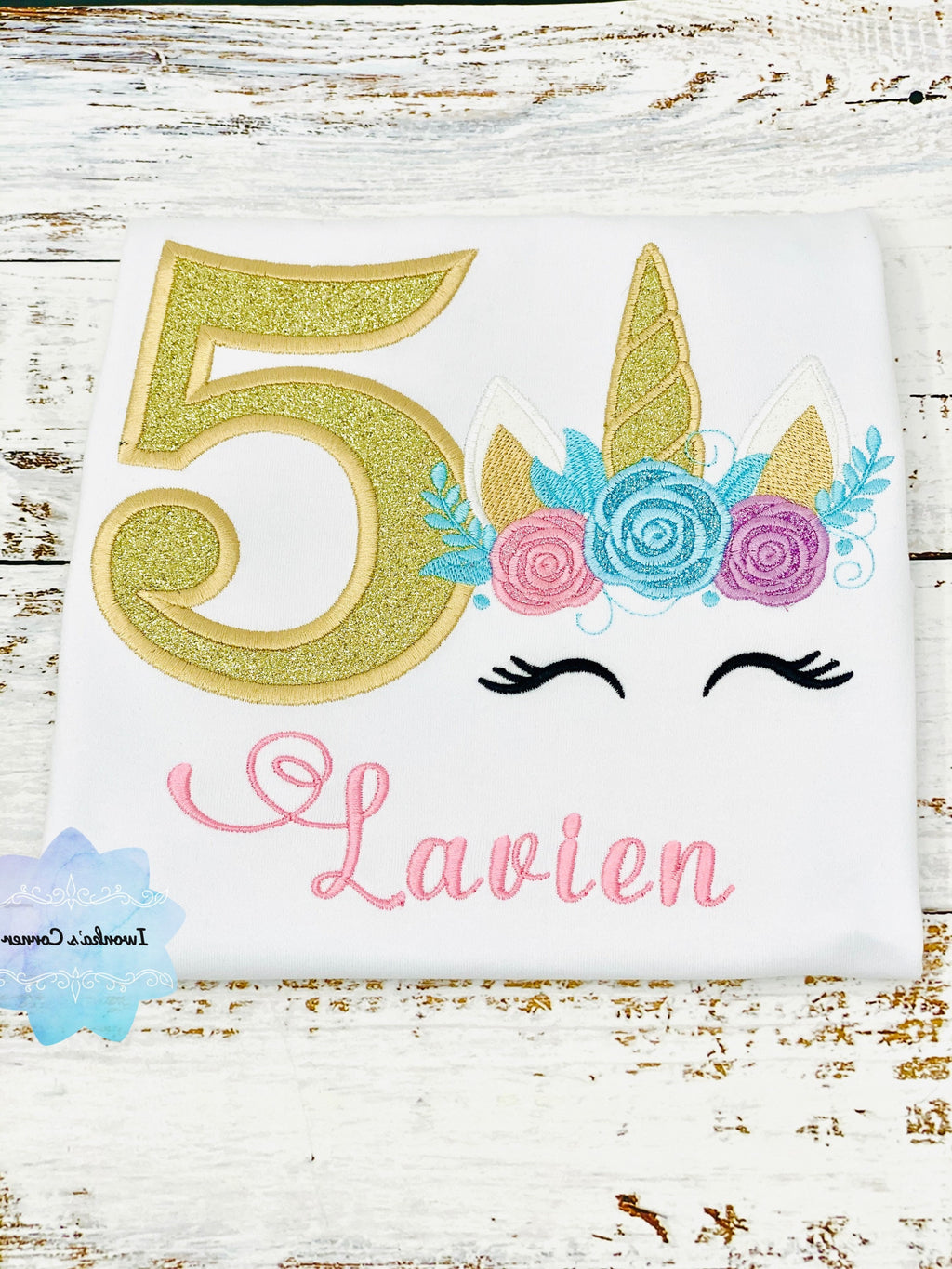 Birthday shirt with sparkly pink unicorn, Unicorn birthday outfit for 2nd birthday, Cute unicorn embroidery shirt, Unicorn 5th birthday